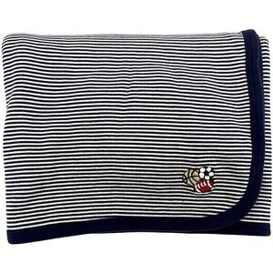 Little Me‎ Navy White Stripe Sports Balls Baby Boy Blanket Cotton Stretchy Blue